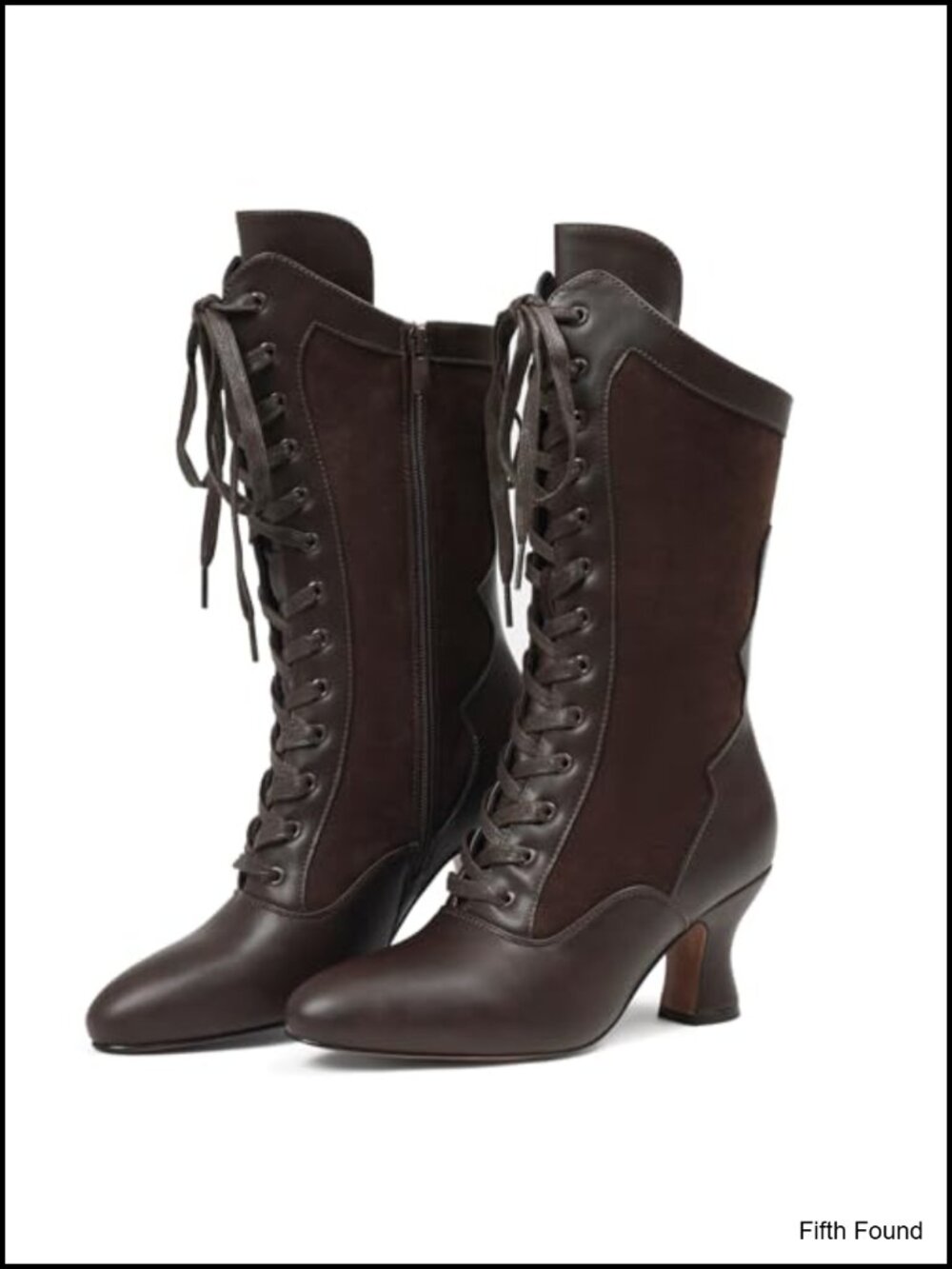 Victorian Lace Up Mid Calf Boots Women Pirate Cosplay Halloween Witch Shoes